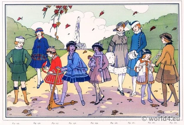 Children's Costumes. Le style parisien. Art deco fashion magazine. French parisiennes collection haute couture.