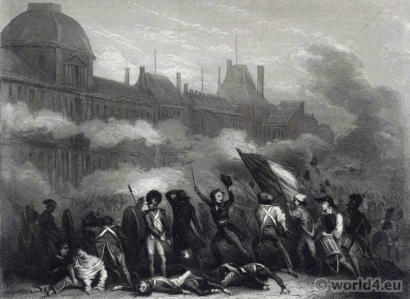 The insurrection of 10 August 1792. Attack on the tuileries. French Revolution History.