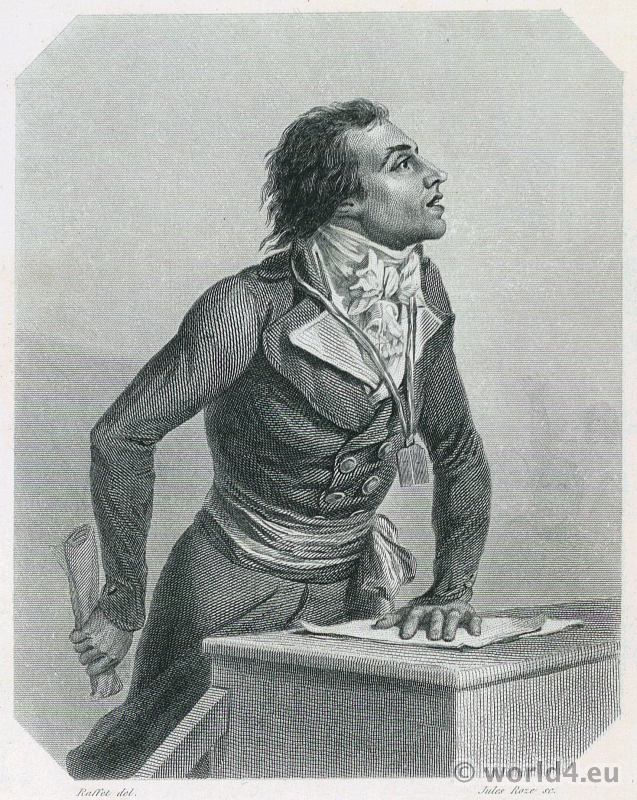 Portrait Bertrand Barère. French Revolution History. 18th century costume. French politician. Freemason