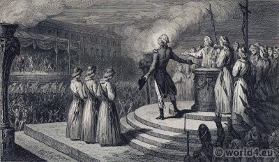 The Fête de la Fédération. French Revolution History. 18th century costumes