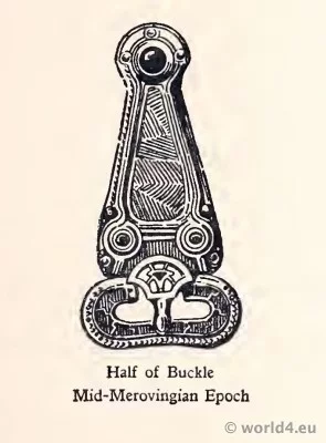 Merovingian Buckle. Frankish jewelry. Half of Buckle. Mid-Merovingian Epoch.