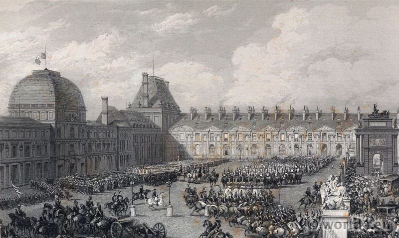 Palais des Tuileries. Royal and imperial palace in Paris 18th century. French Revolution History.