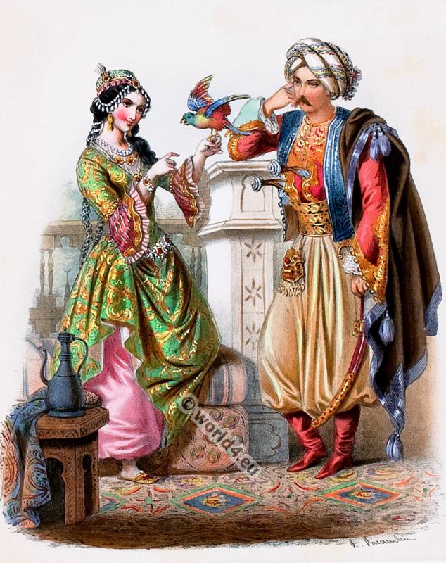 Turkey costumes 1850s. By Alexandre Lacauchie.