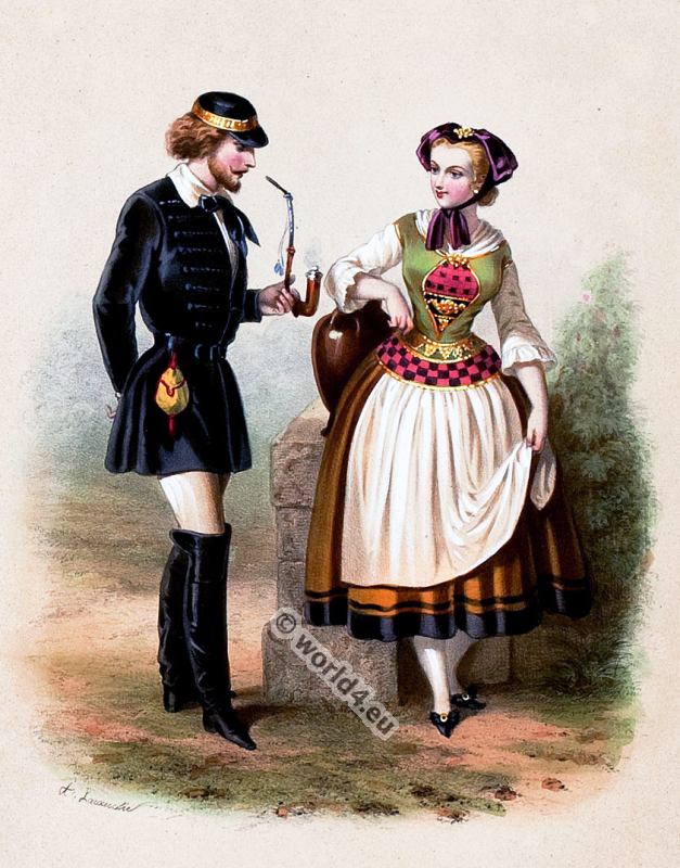 German Biedermeier costumes 1850s.