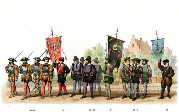 Guelderian, Wars, Couriers, Banner carrier, craft guilds, Blacksmith, Costume, Netherlands,