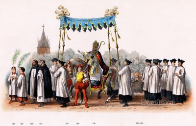 Renaissance costume Bishop of Utrecht 16th century. Choirboys costumes