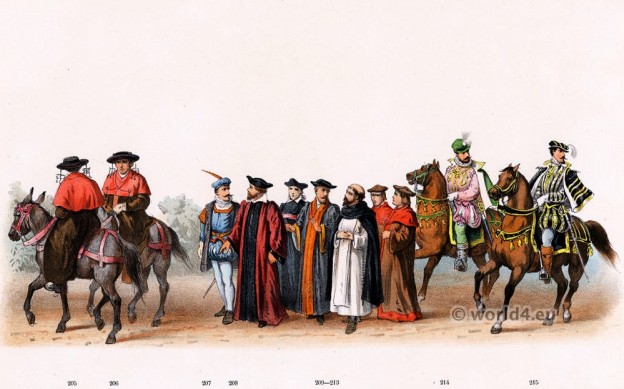 Bishop of Atrecht. Emperor Charles V. Renaissance fashion period. 16th century military uniforms. Dutch War.