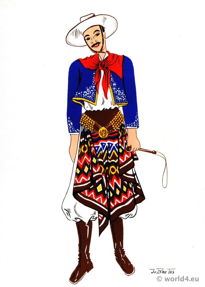 Gaucho from Argentina wearing the traditional chiripá.