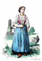 Girl folk dress from Schönna near Merano, South Tyrol.