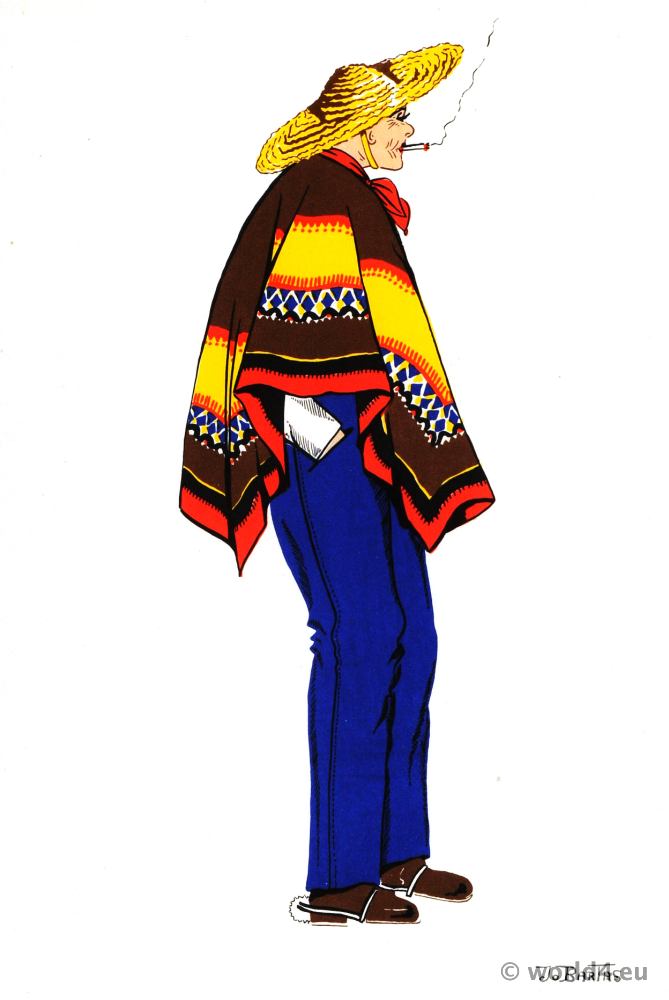 Huaso, cowboy from Chile. Latin american folk dress.
