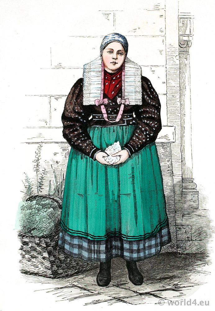 Traditional Peasant girl costume from Silesia in 1876