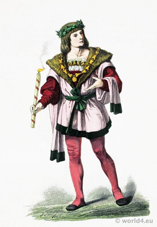 German Renaissance aristocracy costume. Franz Lipperheide. Medieval Burgundy Nobleman fashion.