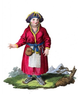 A Woman of Lapland in traditional dress. Scandinavian folk costume