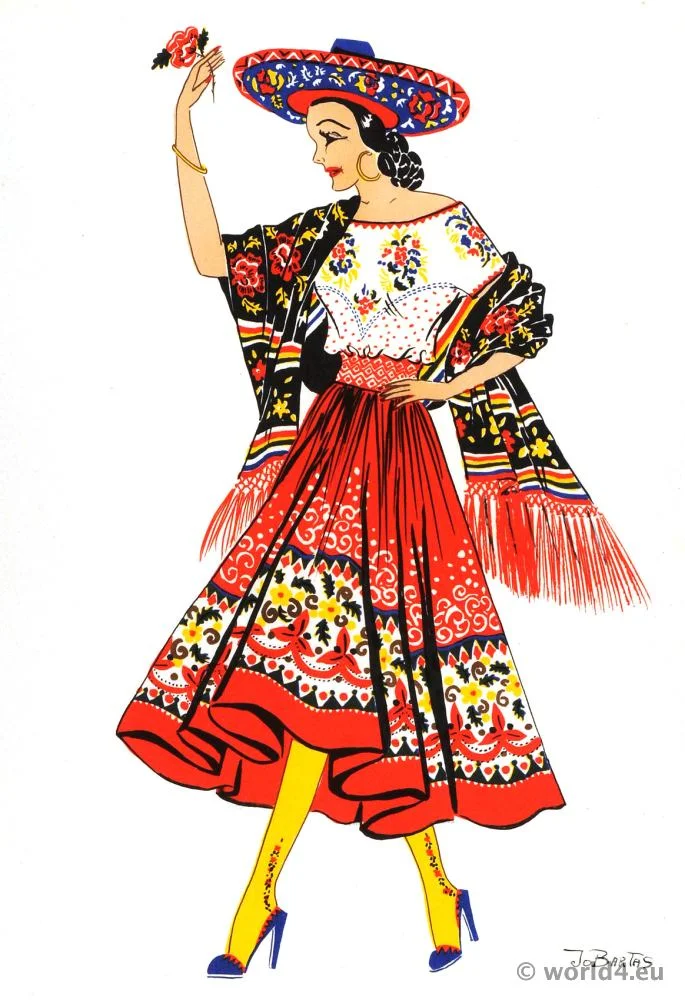 Mexican China Poblana dance costume. Jarabe Tapatio