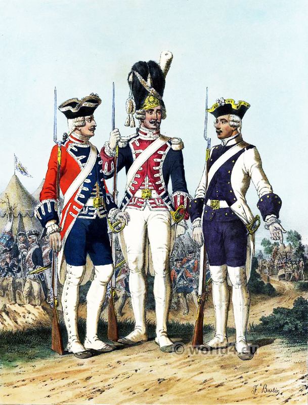 Swiss Guard, French Guard, Grenadier. French Army uniforms. France Military costumes.