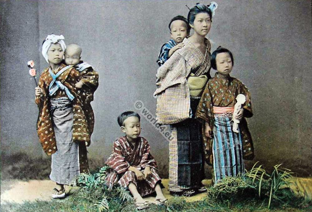 Japanese children. Groupe d'enfants, 1895.