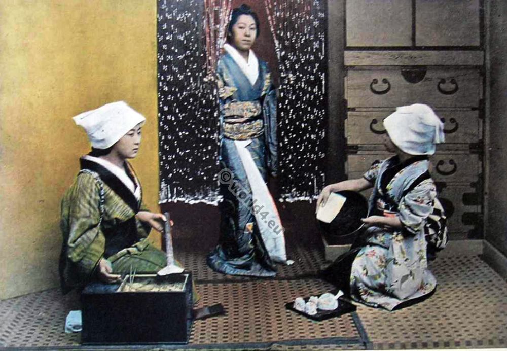 Scrubbing Day. Le Jour du récurage. Japan 1895.