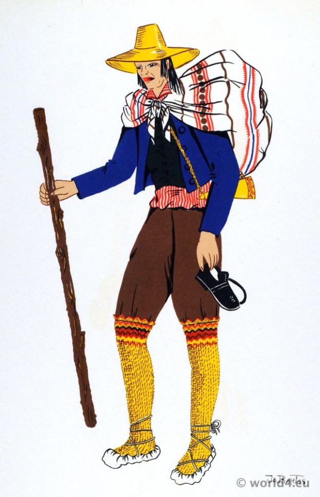Uruguay peasant costume. South america folk dress.