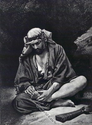 Traditional Arab Bedouin Burnus costume. بَدْو