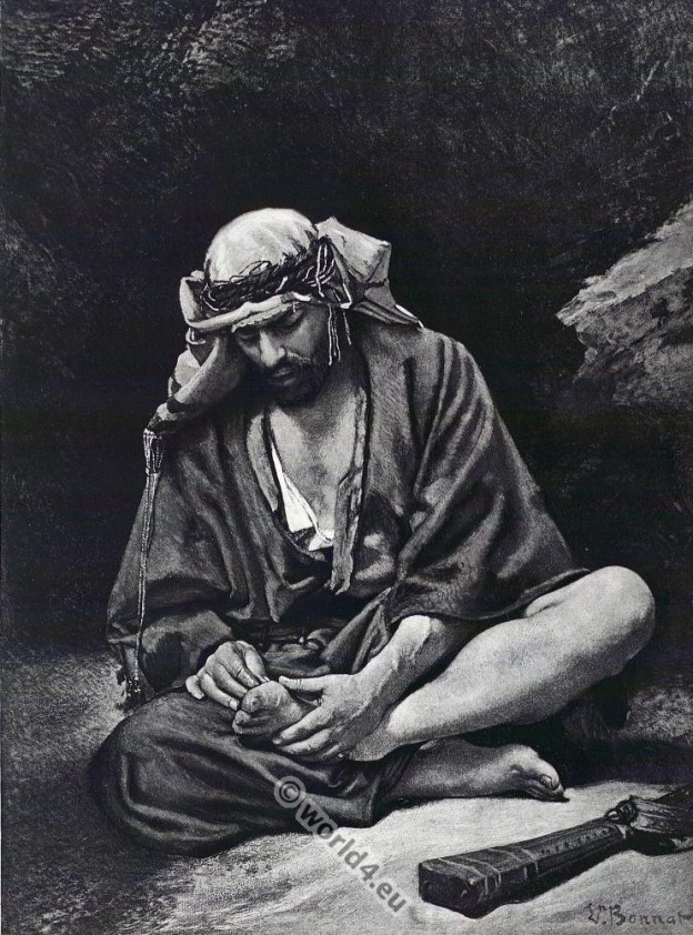 Arab plucking a thorn from his foot.