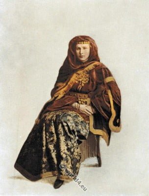 Caucasus. Caucasia. Armenia woman. Traditional Armenian costume. Caucasian folk dress.