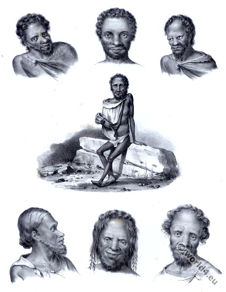 Types of Australian aborigines in 1840.