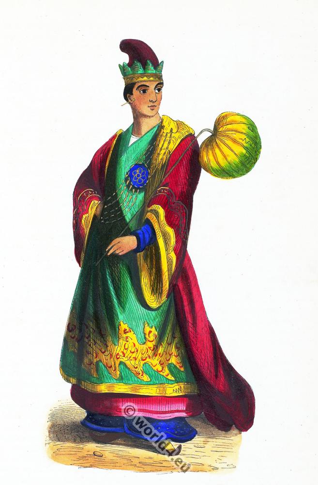 Noble Burmese male costume. Noble Birmane 1843.