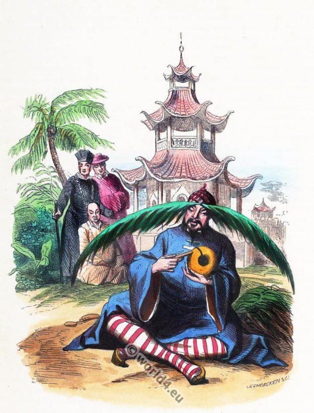 Chinese, China, monks, clothing, dress, Asia, costumes, Auguste Wahlen