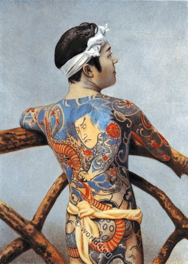 Japan, tattoo, artfully, tattooed, Japanese, man,