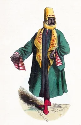 Ottoman Empire clothing. Turkish Mardin costume. Ancient Asian dresses