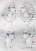 Ancient Egypt hairstyles from various periods.
