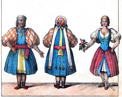 Algeria costumes. Traditional Algerian folk dresses. Arab woman house-clothes