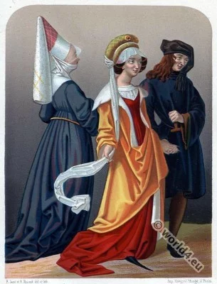 Hennin, Medieval, Flanders, Burgundy, costumes, Israel van Meckeln, Gothic, fashion, period,
