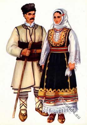 Serbian folk costumes Crna Trava. Balkans folk dresses.