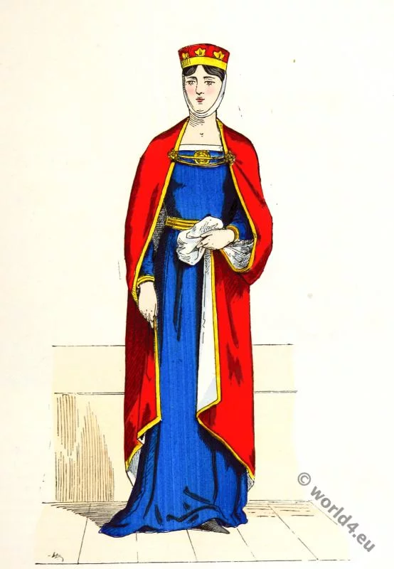 Capetian, dynasty, Noblewoman, costume, middle ages,
