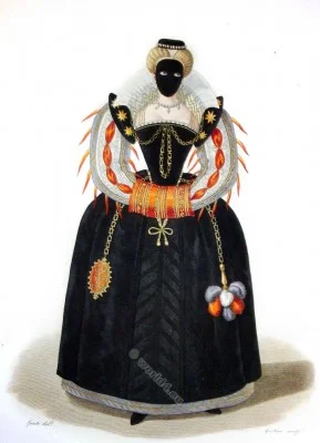 Demoiselle, Masque, 16th, century, costumes, fashion, 