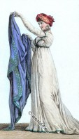 Fancy turban. Filled Twists dress. Regency fashion 1804.