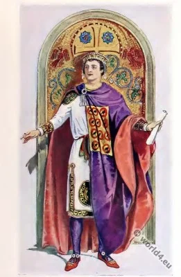 Emperor, Justinian,Tablion, Dalmatica, Byzantine, Costume, History