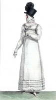 Regency merino dress with Velvet hat, 1816.