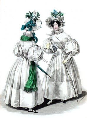 Embroidered chiffon dresses. Romantic fashion era.