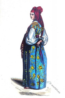 Arabia, Algeria. Jewish maid of Algiers. Historical clothing.