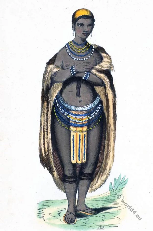 South Africa. A female from Namibia. Historical clothing.