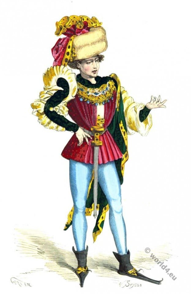 Jeune, élégant, XVe siècle, 15th century, costume