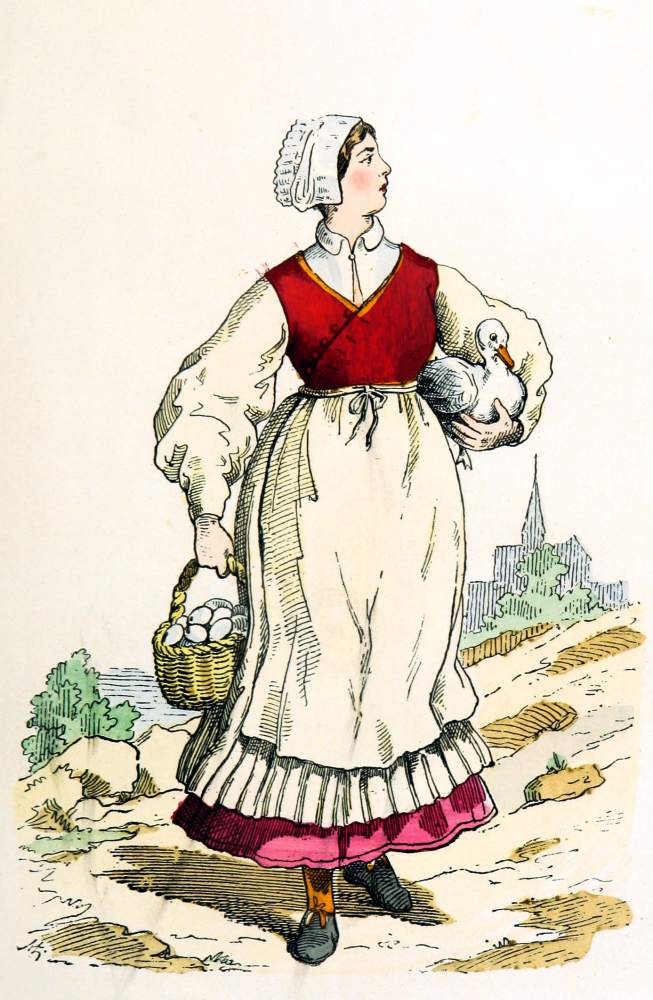 French, Peasant, Woman, Middle ages, costume, 15th century, fashion