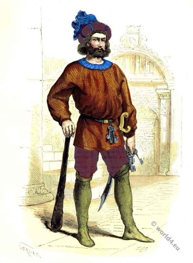 Geolier, French, Jailor, middle ages, medieval, costume,