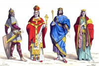 Merovingian Warrior, Bishop, King, Queen.