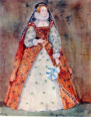 England, lady, Tudor, costumes. 16th century, fashion history 