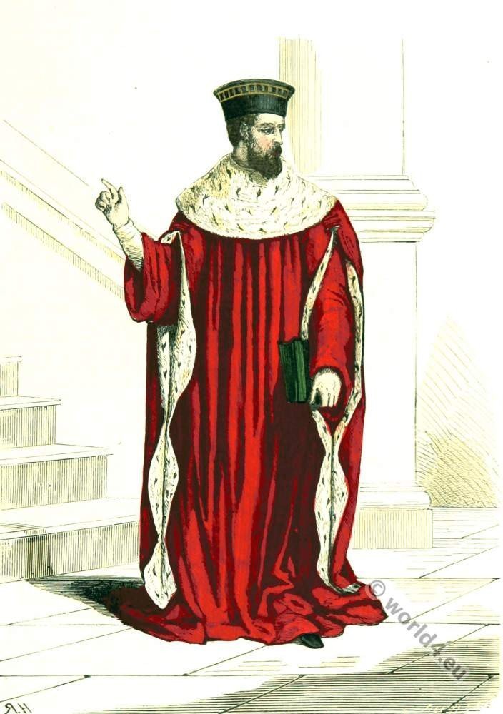 First President. Parliament Paris. 16th century costume. Renaissance fashion
