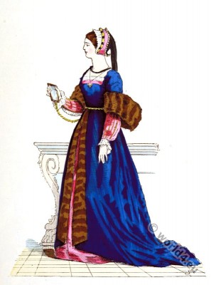 Renaissance fashion. King Francis I Court dress. 16th century fashion.