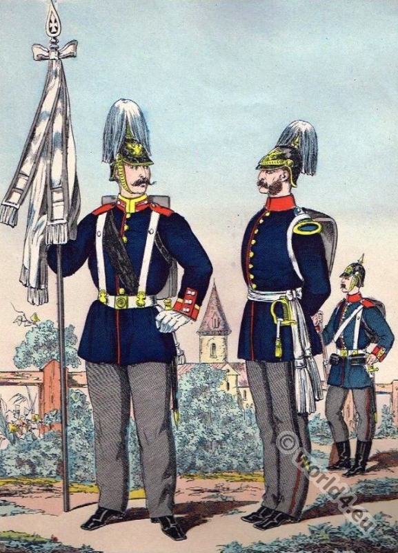 Prussian, army, uniforms, Franco-Prussian, Sub officer-bearer, 2nd Guard Regiment, Officer, 4th Regiment,